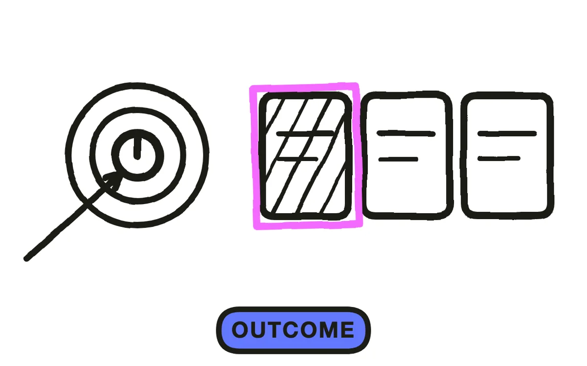 A hand-drawn script page with a hook line, three short blocks, and a boxed call to action