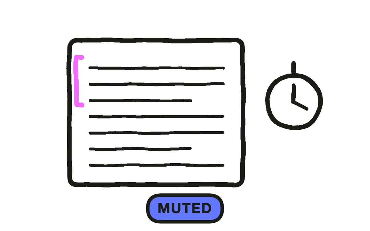 A hand-drawn script page with spoken lines and matching on-screen text