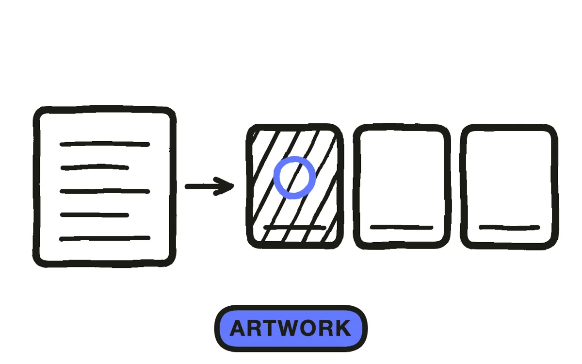 A hand-drawn grid of collection pieces spanning common to rare