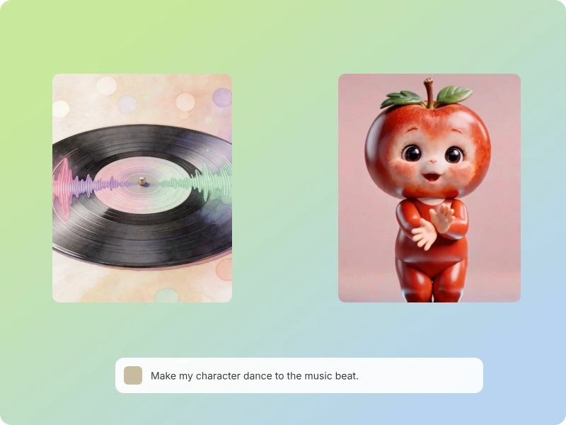 Beat-synced dance motion with audio waveform visualization