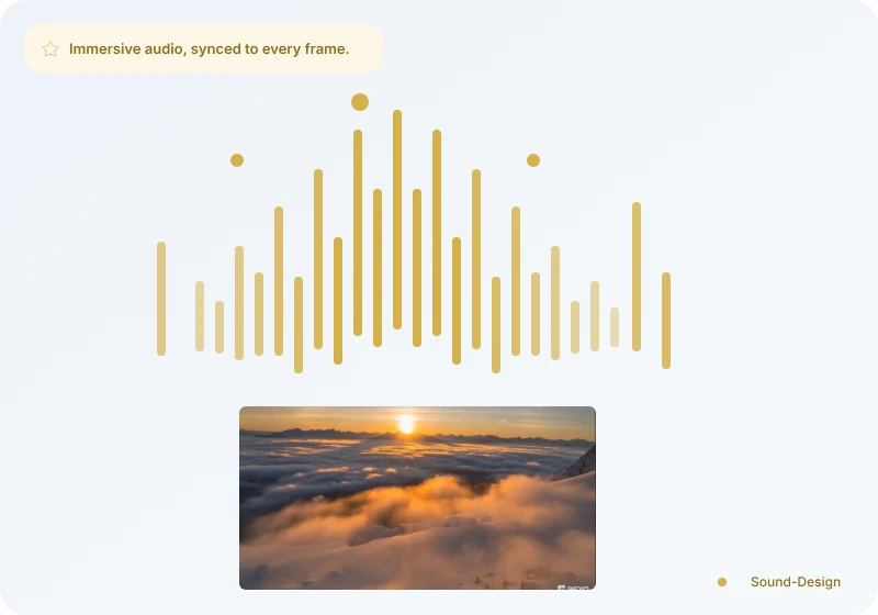 Waveform visualization showing layered cinematic audio by Pexo AI